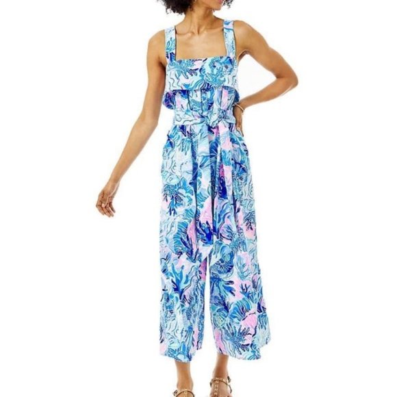 Lilly Pulitzer Pants - NWT Tasely Jumpsuit Saltwater Blue Shadeseekers XS 0